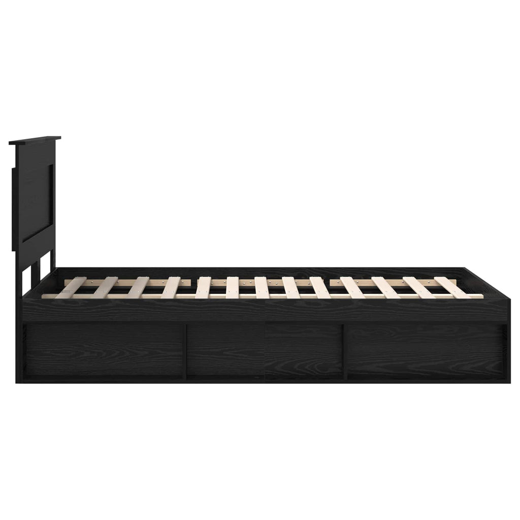 vidaXL Ramka łóżka z szufladą Czarny 135 x 190 cm Lite drewno sosnowe