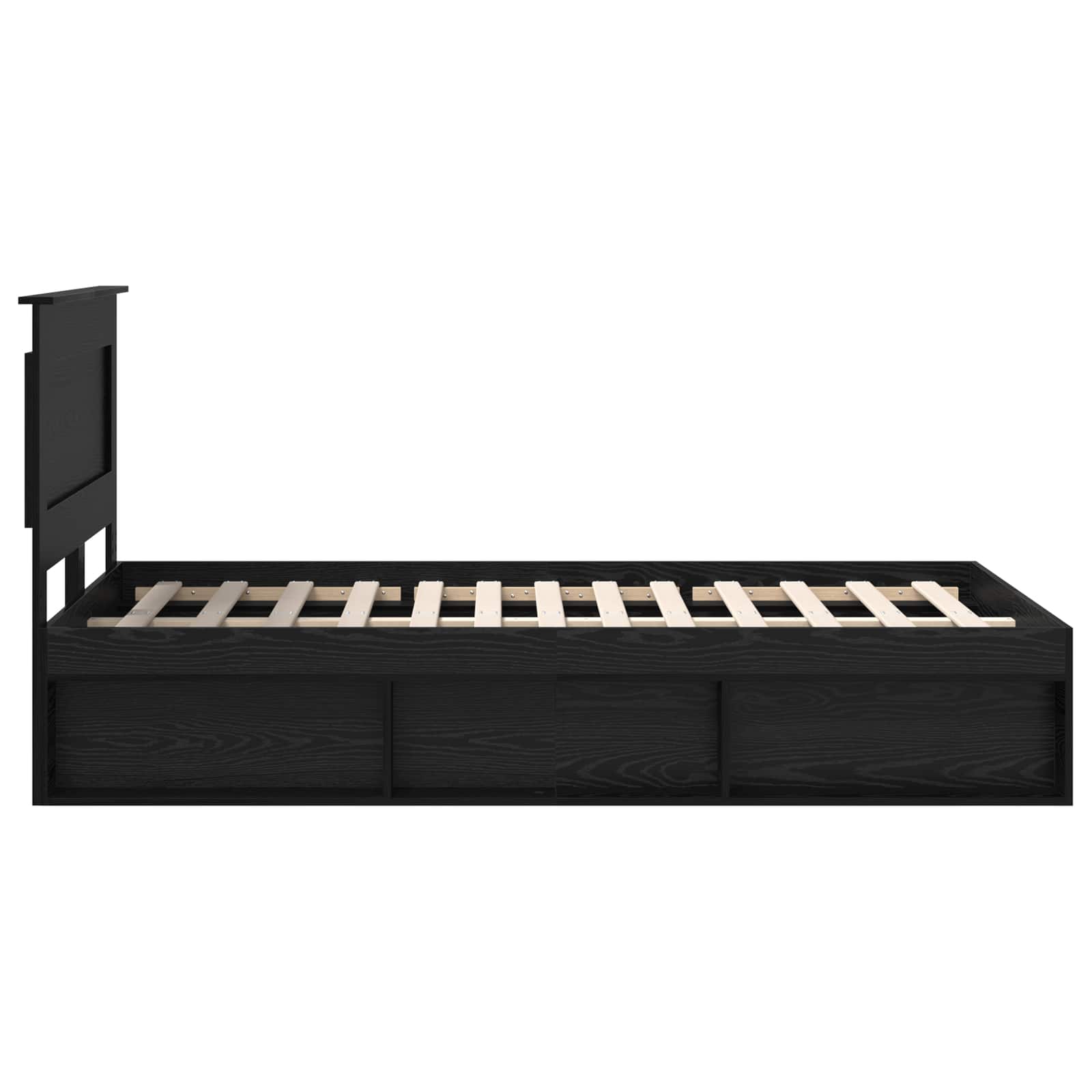 vidaXL Ramka łóżka z szufladą Czarny 135 x 190 cm Lite drewno sosnowe