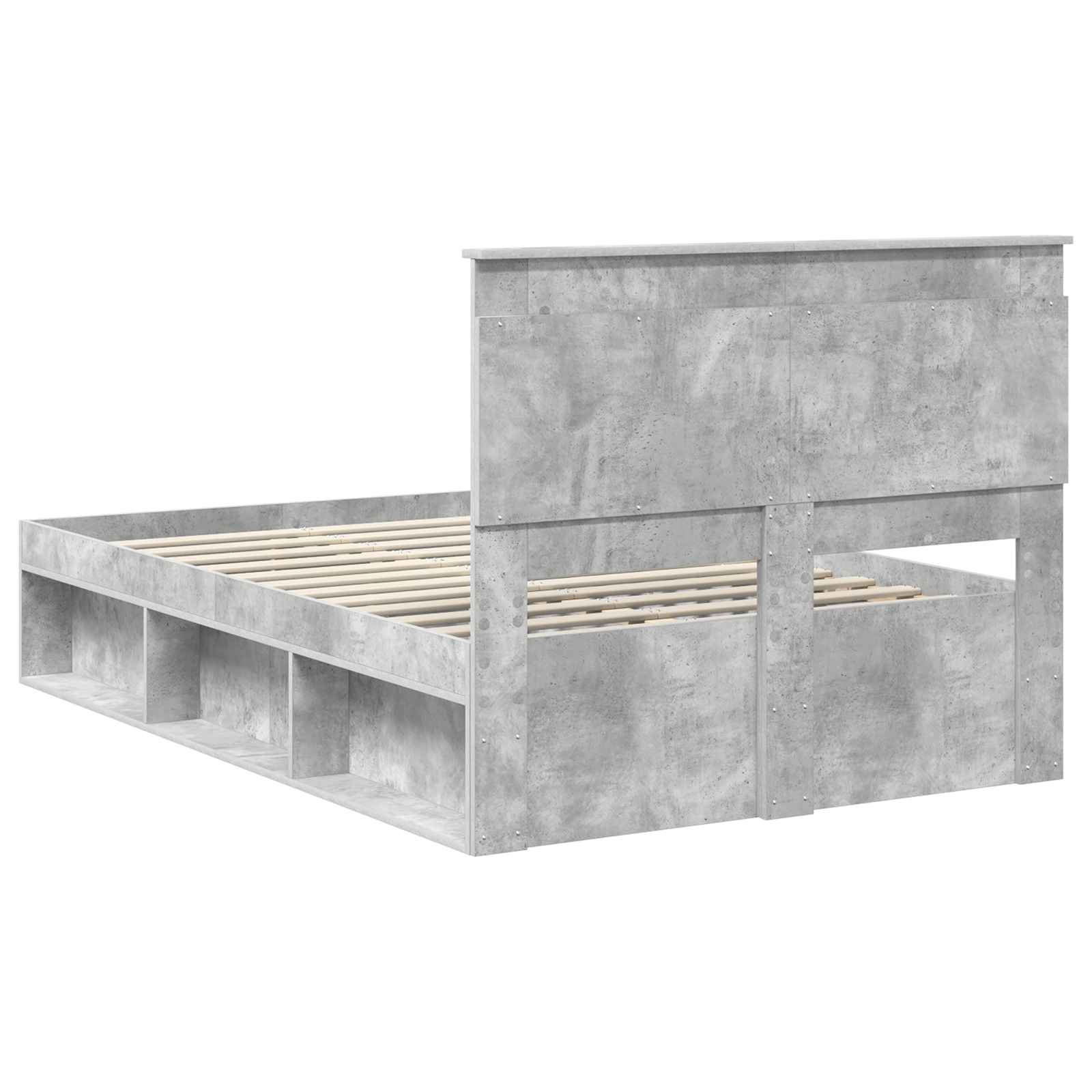 vidaXL Ramka łóżka Szary beton 135 x 190 cm Lite drewno sosnowe