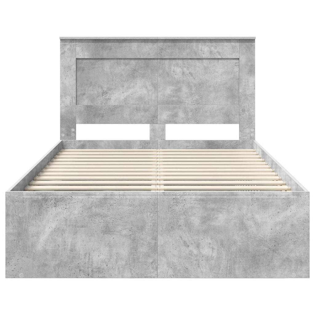 vidaXL Ramka łóżka Szary beton 135 x 190 cm Lite drewno sosnowe