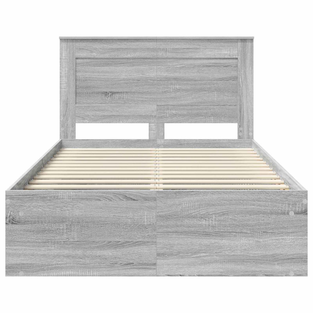 vidaXL Ramka łóżka Szary Sonoma 135 x 190 cm Lite drewno sosnowe