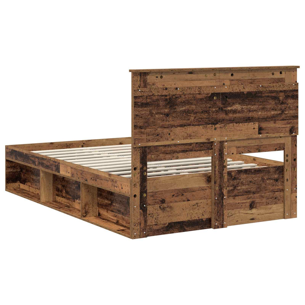 vidaXL Ramka łóżka Stare drewno 135 x 190 cm Lite drewno sosnowe