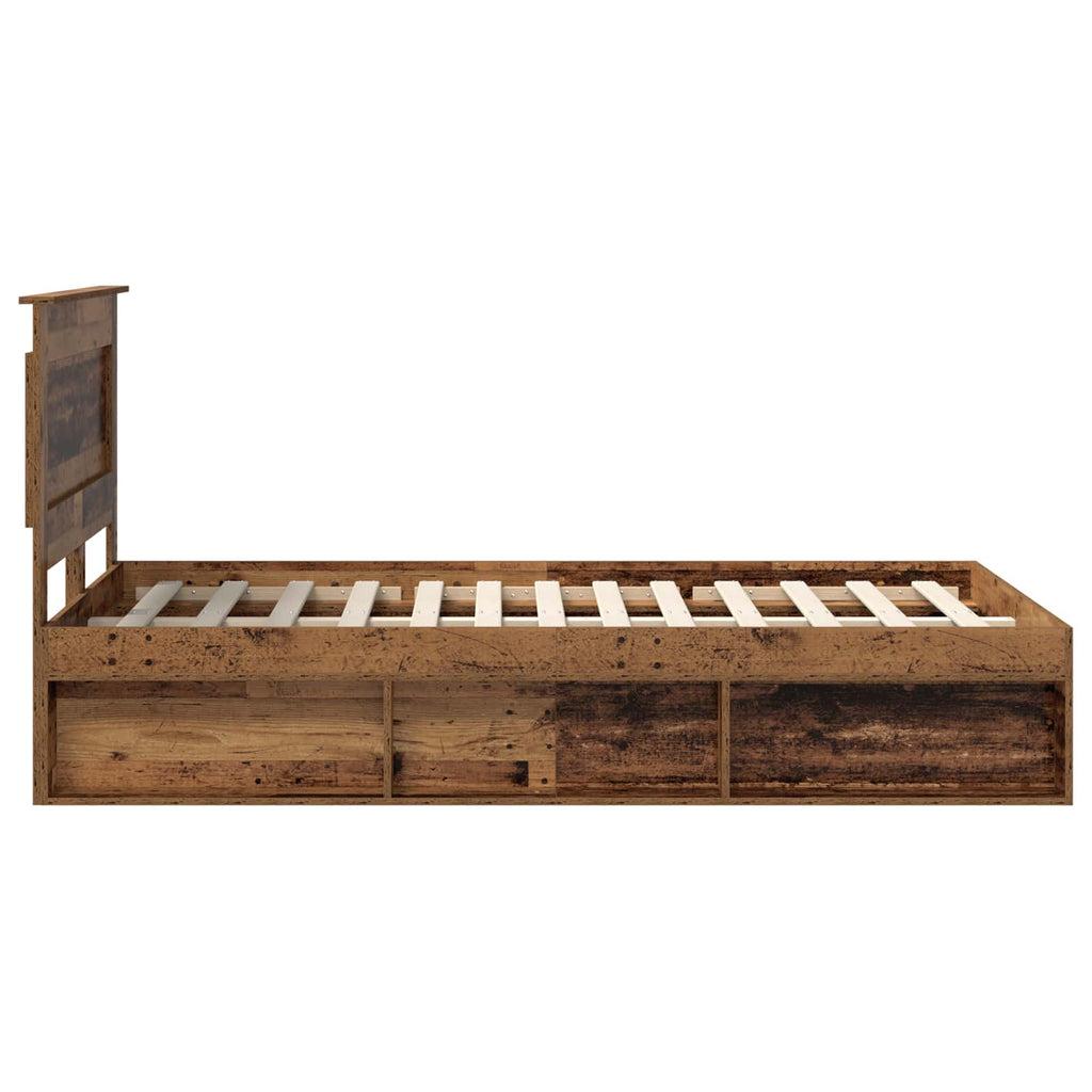 vidaXL Ramka łóżka Stare drewno 135 x 190 cm Lite drewno sosnowe