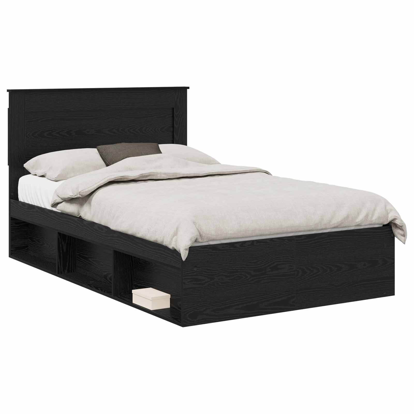 vidaXL Ramka łóżka z szufladą Czarny 120 x 190 cm Lite drewno sosnowe