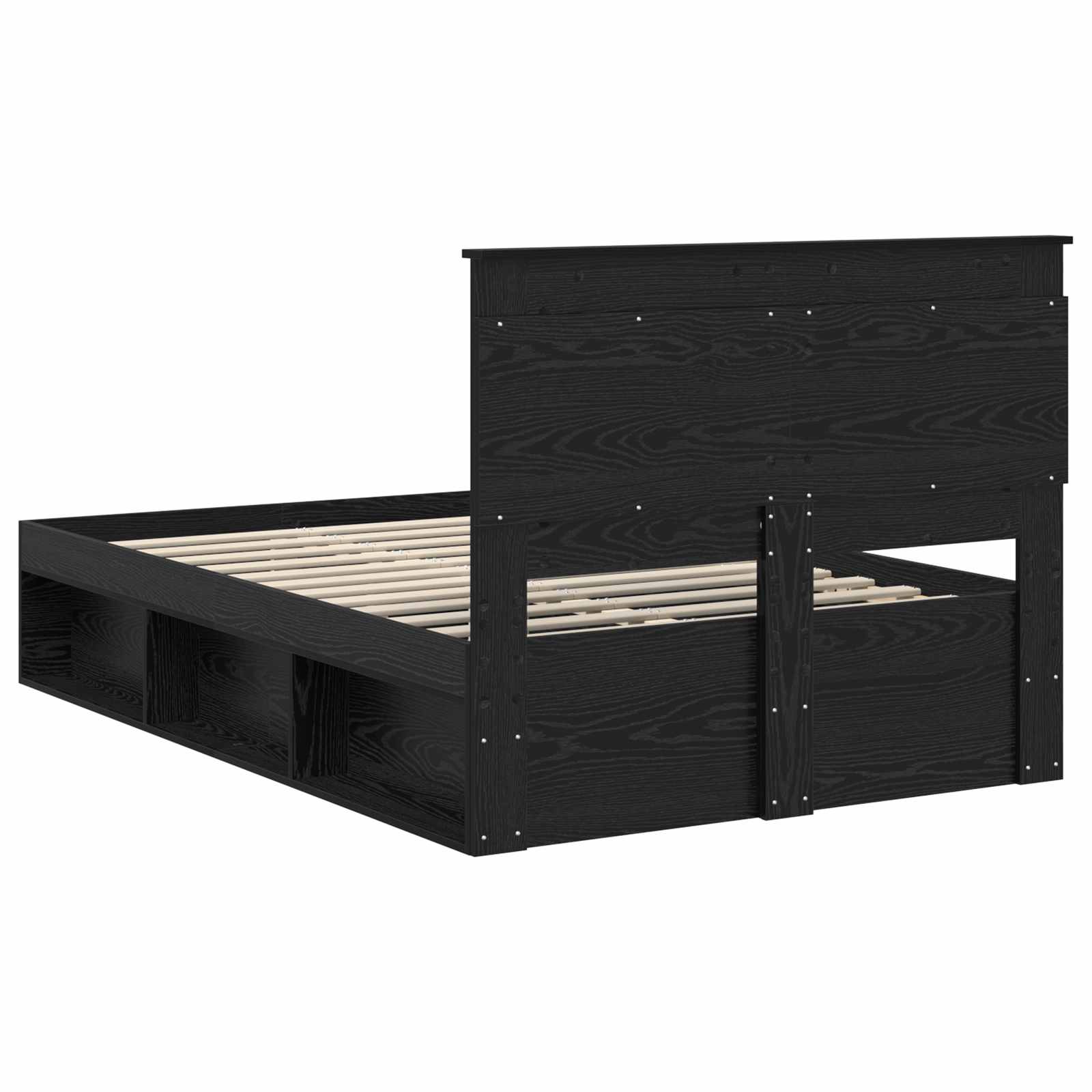 vidaXL Ramka łóżka z szufladą Czarny 120 x 190 cm Lite drewno sosnowe