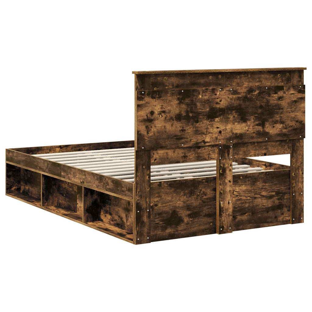 vidaXL Ramka łóżka Dąb wędzony 120 x 190 cm Lite drewno sosnowe