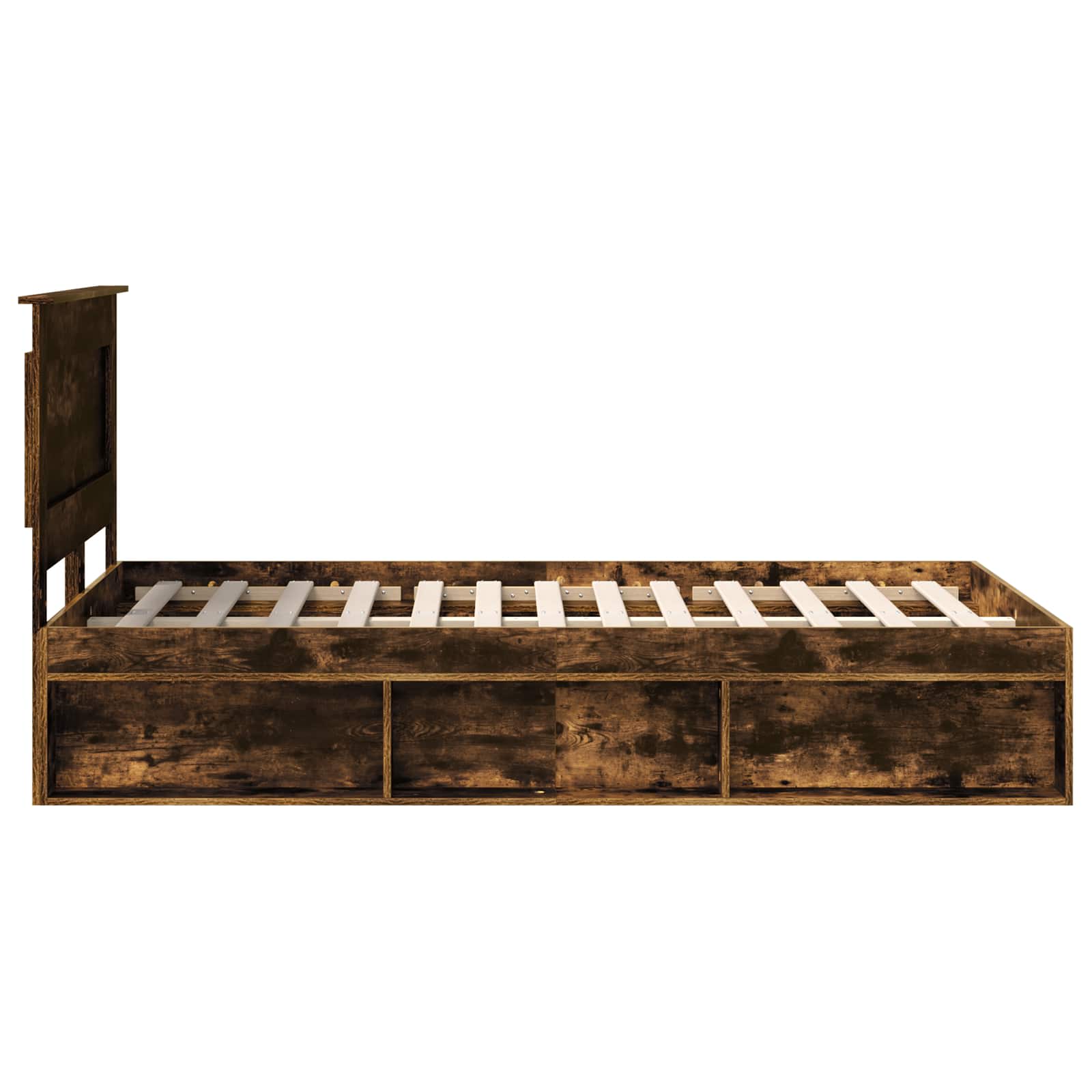 vidaXL Ramka łóżka Dąb wędzony 120 x 190 cm Lite drewno sosnowe