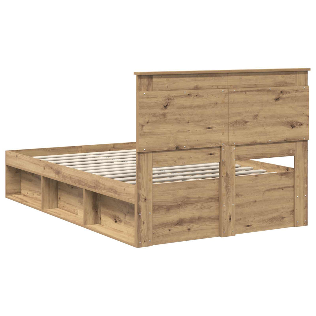 vidaXL Ramka łóżka Dąb rzemieślniczy 120 x 190 cm Lite drewno sosnowe