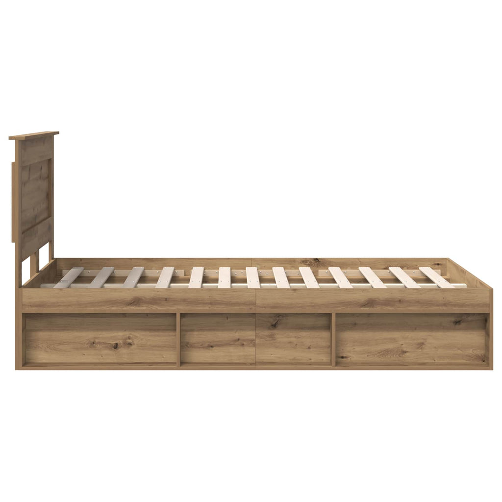 vidaXL Ramka łóżka Dąb rzemieślniczy 120 x 190 cm Lite drewno sosnowe
