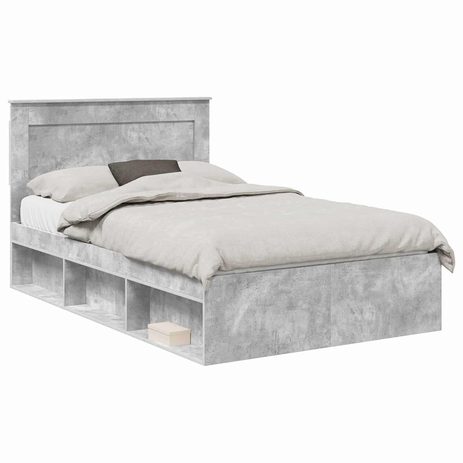 vidaXL Ramka łóżka Betonowy 120 x 200 cm Lite drewno sosnowe