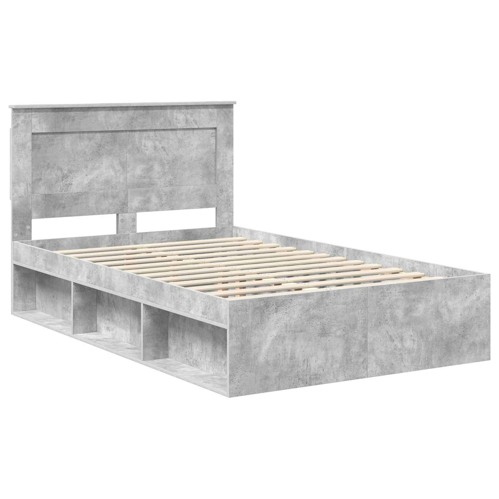 vidaXL Ramka łóżka Betonowy 120 x 200 cm Lite drewno sosnowe