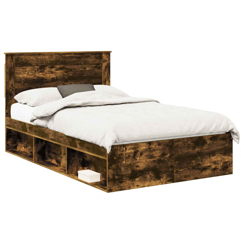 vidaXL Ramka łóżka Dąb wędzony 120 x 200 cm Lite drewno sosnowe