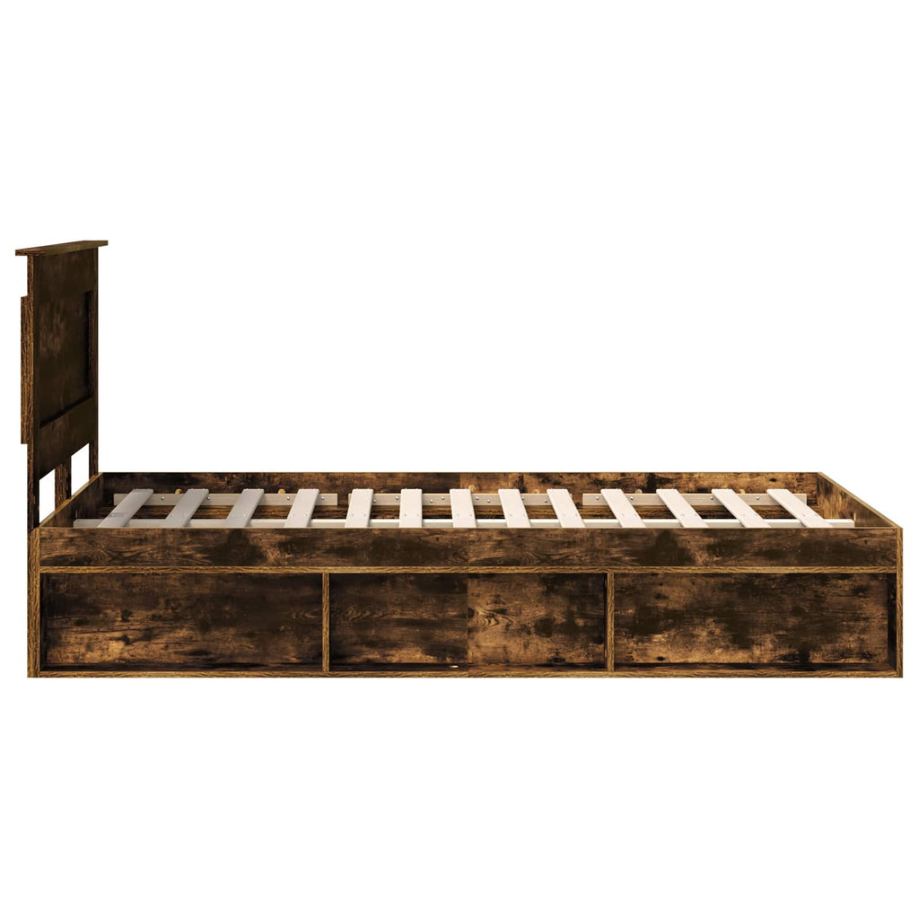 vidaXL Ramka łóżka Dąb wędzony 120 x 200 cm Lite drewno sosnowe