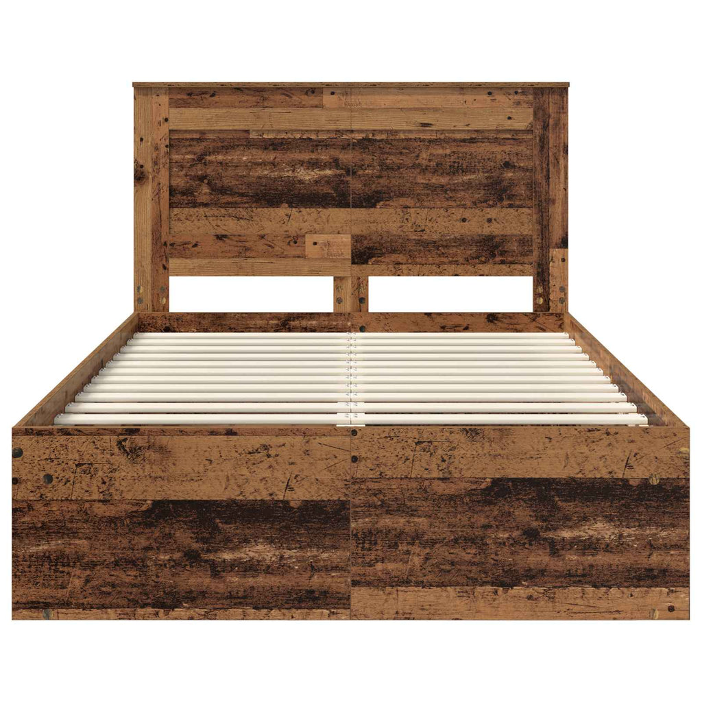 vidaXL Ramka łóżka Stare drewno 120 x 200 cm Lite drewno sosnowe