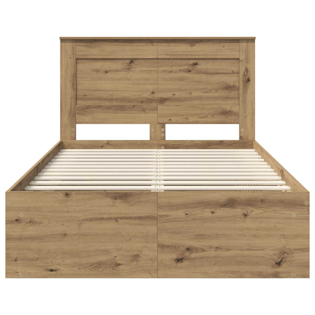 vidaXL Ramka łóżka Dąb rzemieślniczy 120 x 200 cm Lite drewno sosnowe