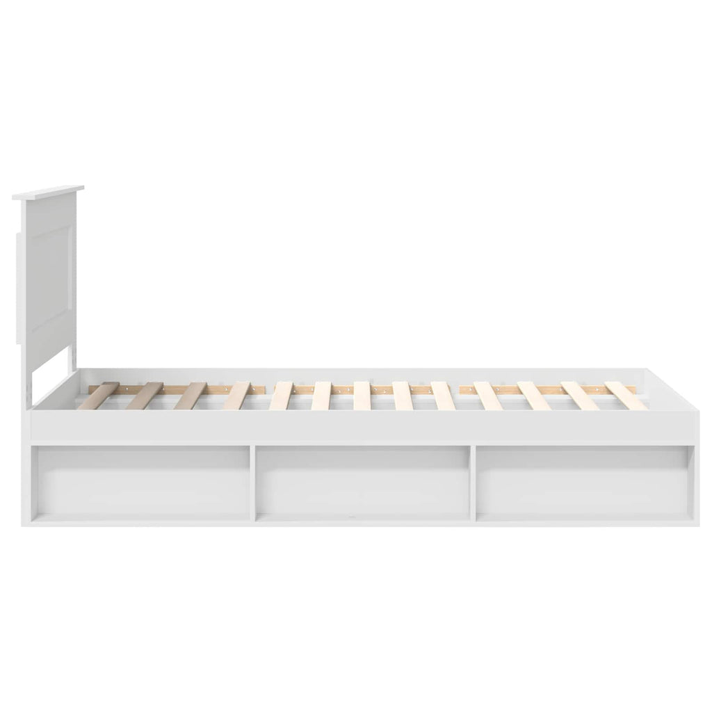 vidaXL Ramka łóżka Z zagłówkiem Biały 100 x 200 cm Lite drewno sosnowe