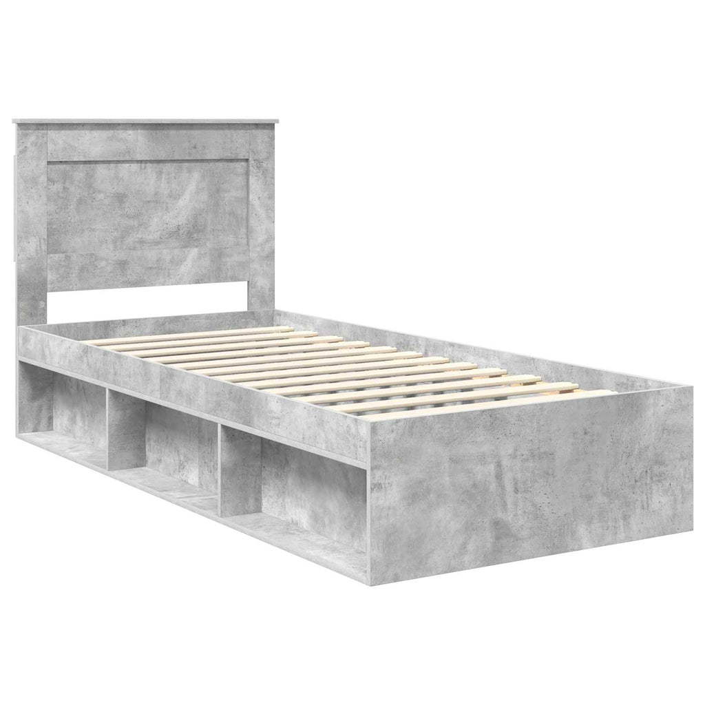 vidaXL Ramka łóżka Szary beton 100 x 200 cm Lite drewno sosnowe