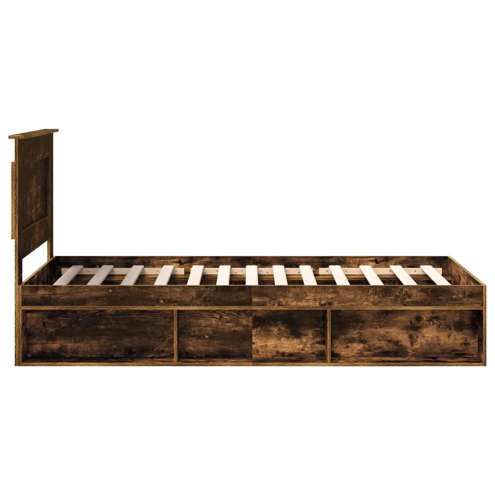 vidaXL Ramka łóżka Dąb wędzony 100 x 200 cm Lite drewno sosnowe
