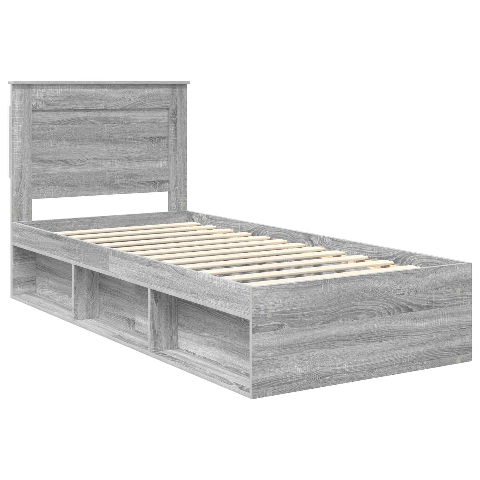 vidaXL Ramka łóżka Szary Sonoma 100 x 200 cm Lite drewno sosnowe