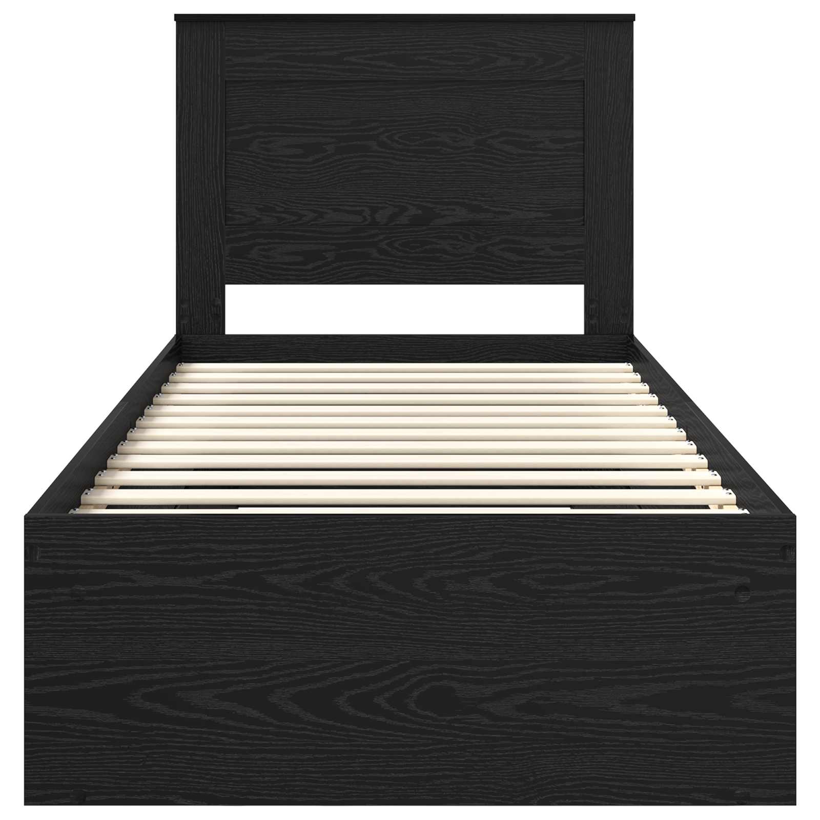 vidaXL Ramka łóżka Z zagłówkiem Czarny 90 x 190 cm Lite drewno sosnowe