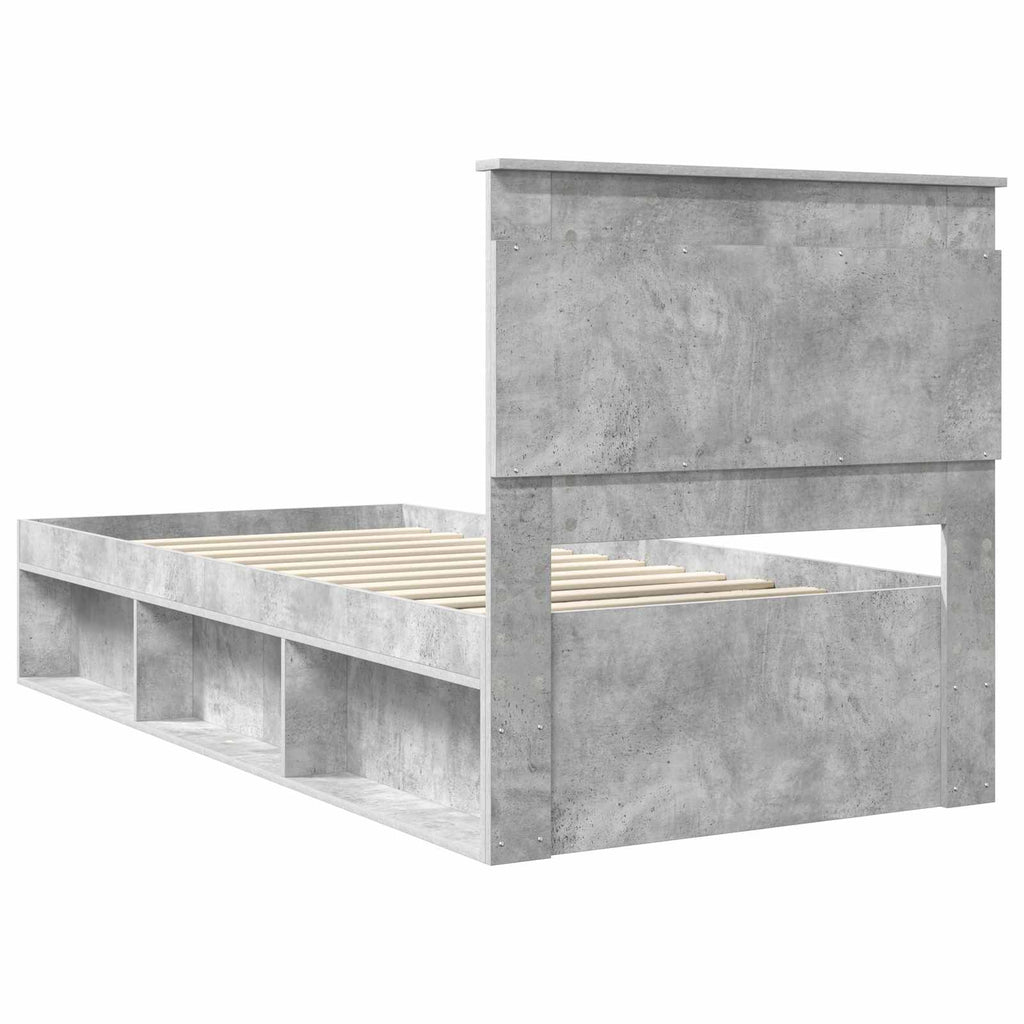 vidaXL Ramka łóżka Szary beton 90 x 190 cm Lite drewno sosnowe