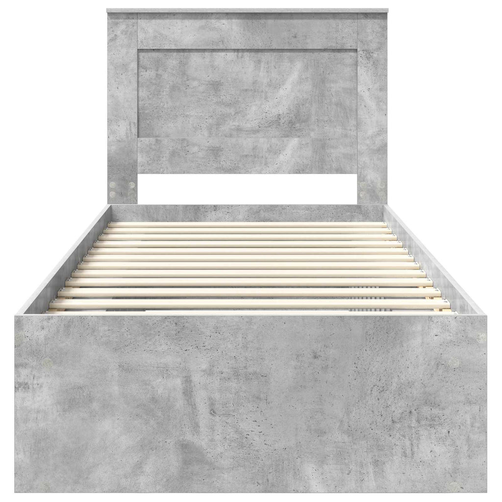 vidaXL Ramka łóżka Szary beton 90 x 190 cm Lite drewno sosnowe