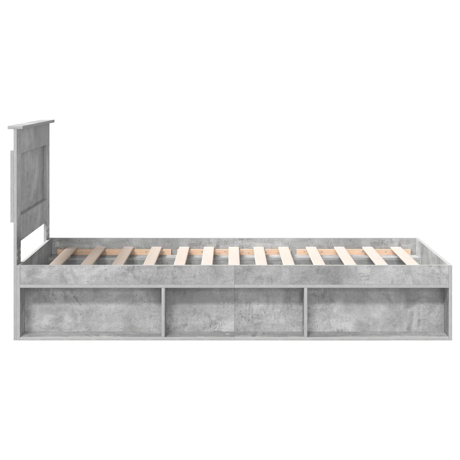 vidaXL Ramka łóżka Szary beton 90 x 190 cm Lite drewno sosnowe