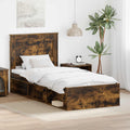 vidaXL Ramka łóżka Dąb wędzony 90 x 190 cm Lite drewno sosnowe