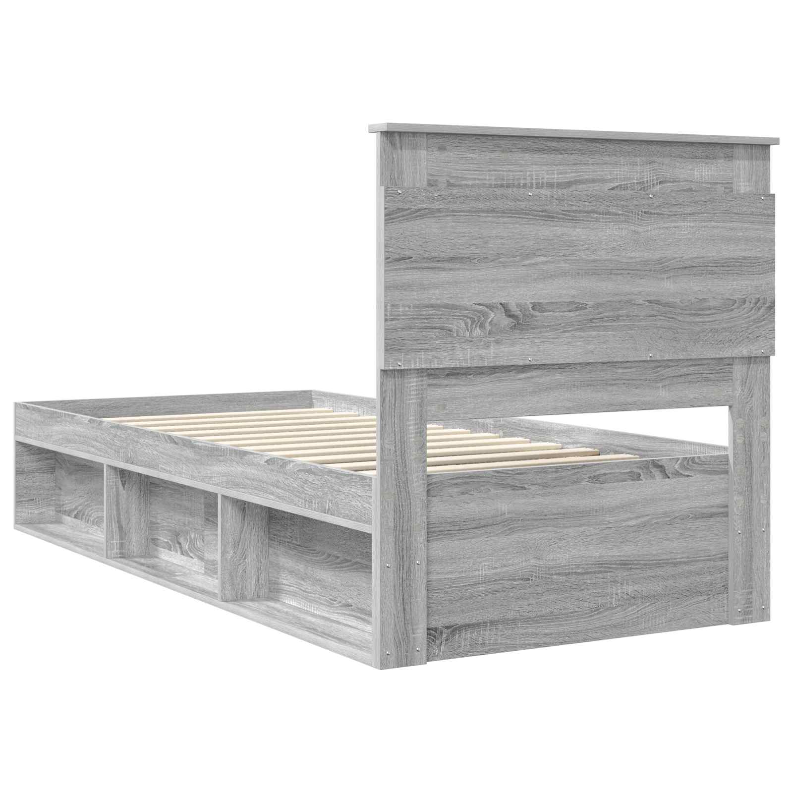 vidaXL Ramka łóżka Szary Sonoma 90 x 190 cm Lite drewno sosnowe