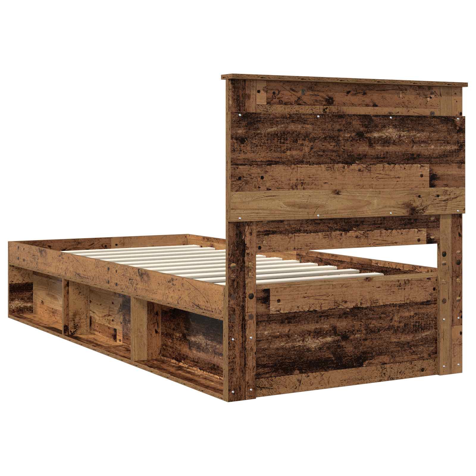 vidaXL Ramka łóżka Stare drewno 90 x 190 cm Lite drewno sosnowe