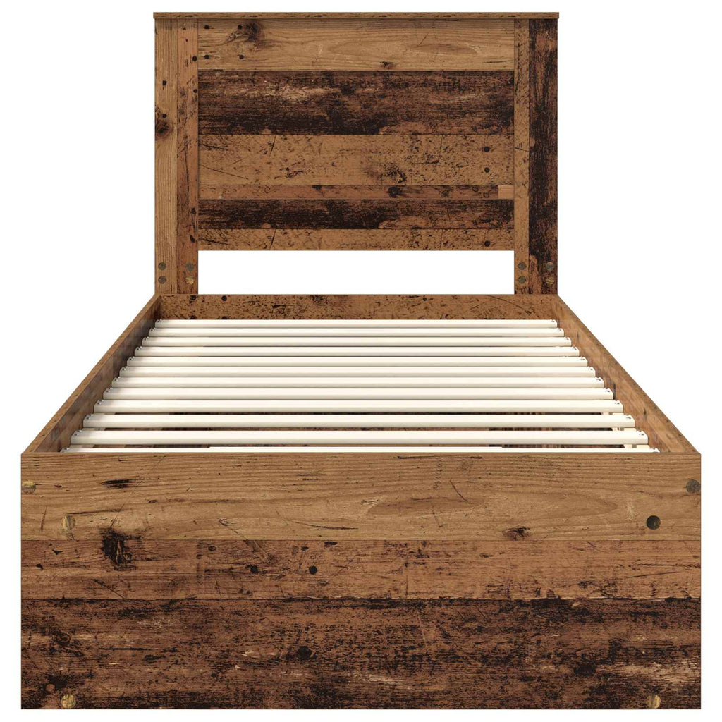 vidaXL Ramka łóżka Stare drewno 90 x 190 cm Lite drewno sosnowe