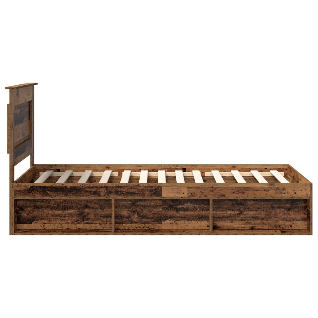 vidaXL Ramka łóżka Stare drewno 90 x 190 cm Lite drewno sosnowe