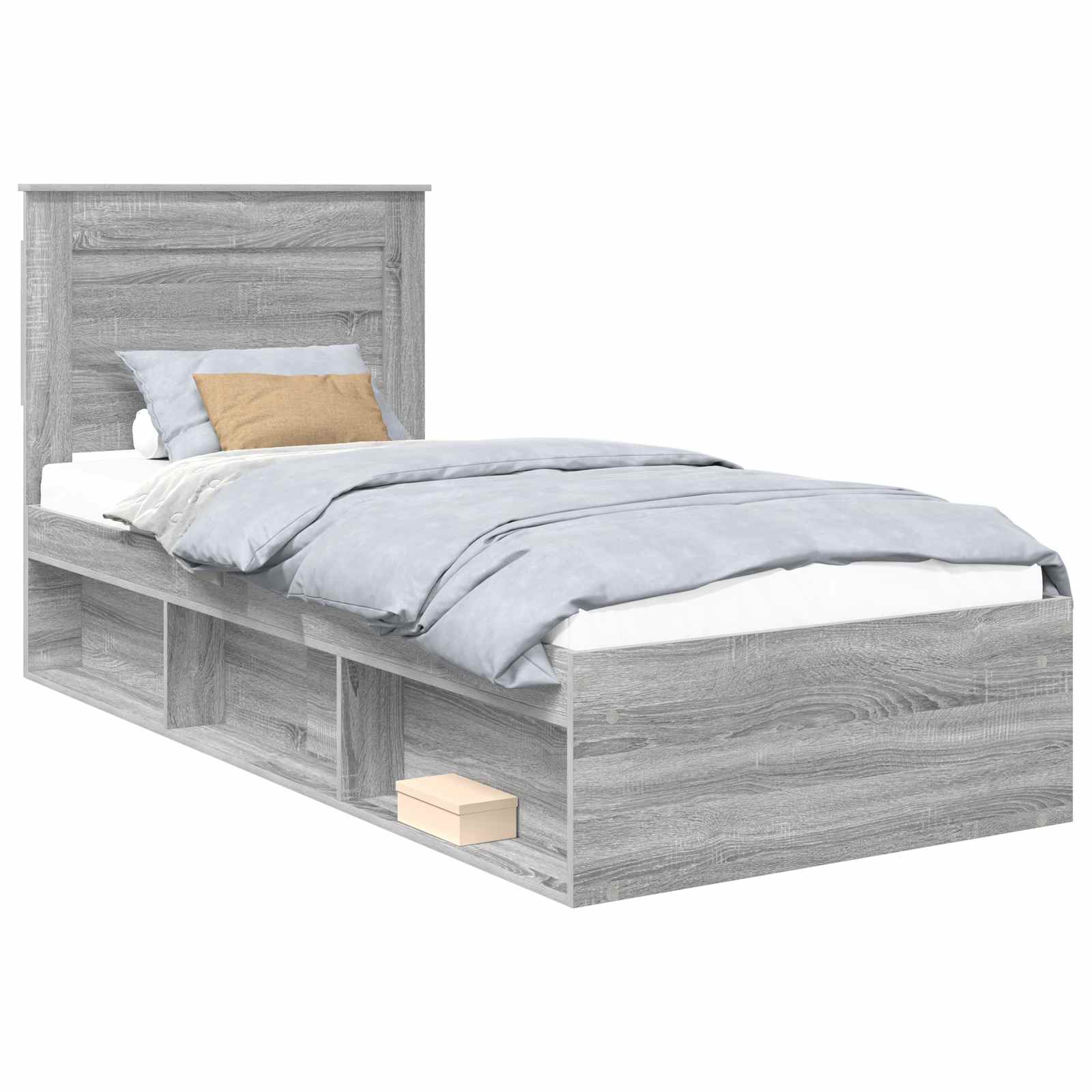 vidaXL Ramka łóżka Szary Sonoma 90 x 200 cm Lite drewno sosnowe