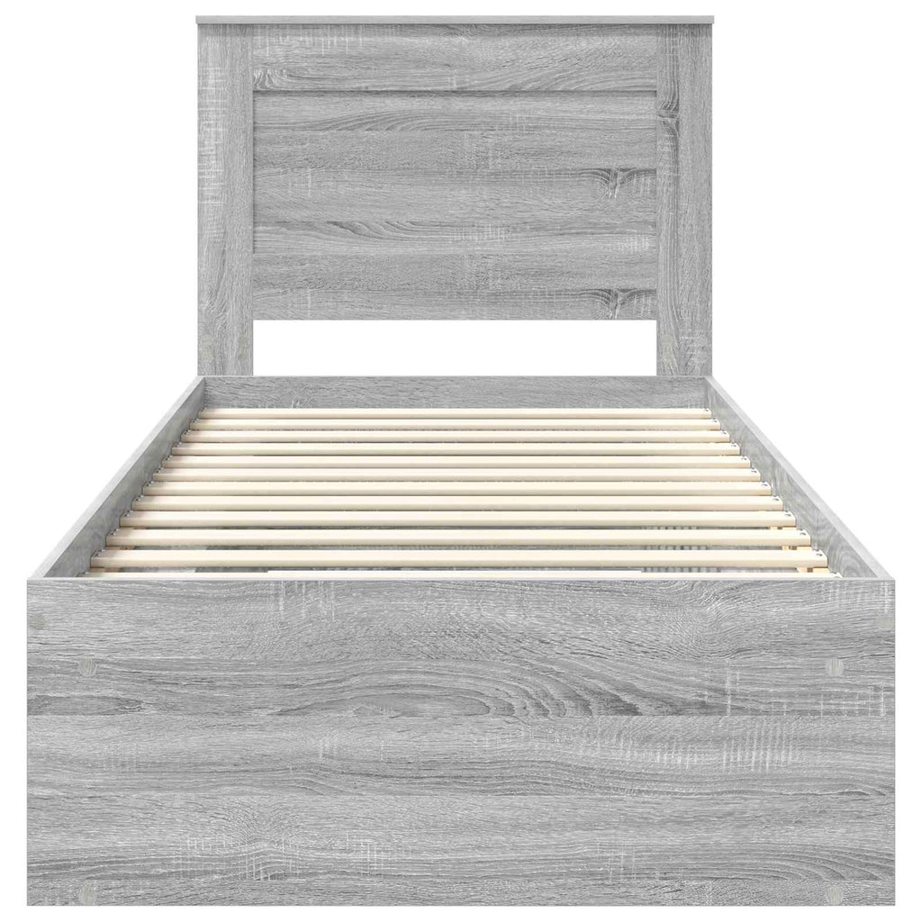 vidaXL Ramka łóżka Szary Sonoma 90 x 200 cm Lite drewno sosnowe