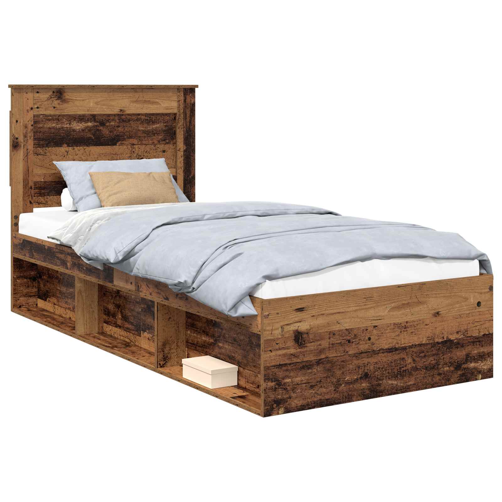 vidaXL Ramka łóżka Stare drewno 90 x 200 cm Lite drewno sosnowe