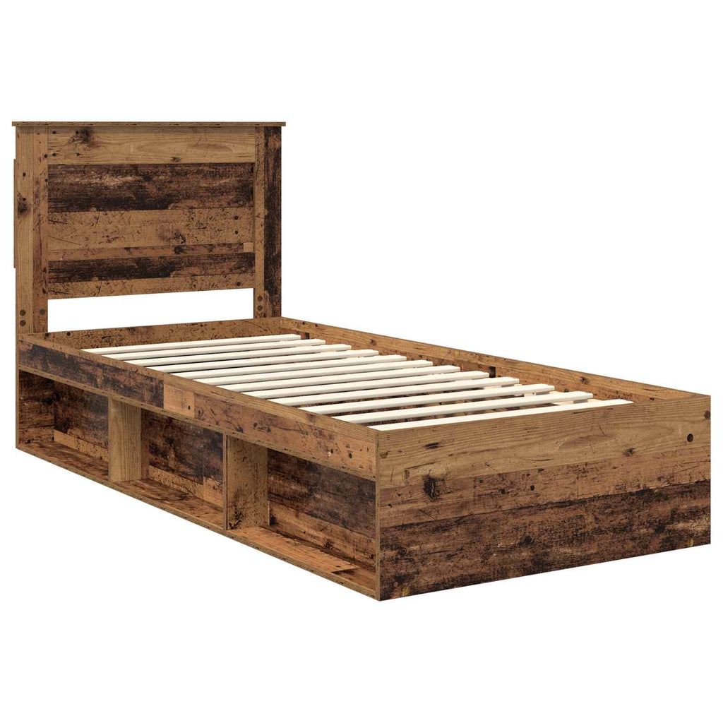vidaXL Ramka łóżka Stare drewno 90 x 200 cm Lite drewno sosnowe