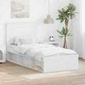 vidaXL Ramka łóżka Z zagłówkiem Biały 75 x 190 cm Lite drewno sosnowe