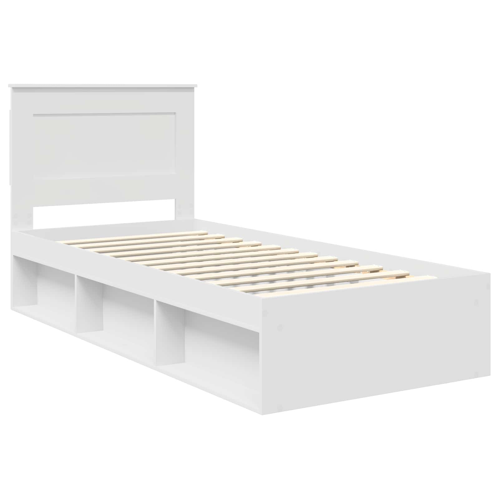 vidaXL Ramka łóżka Z zagłówkiem Biały 75 x 190 cm Lite drewno sosnowe