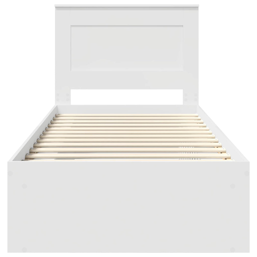 vidaXL Ramka łóżka Z zagłówkiem Biały 75 x 190 cm Lite drewno sosnowe