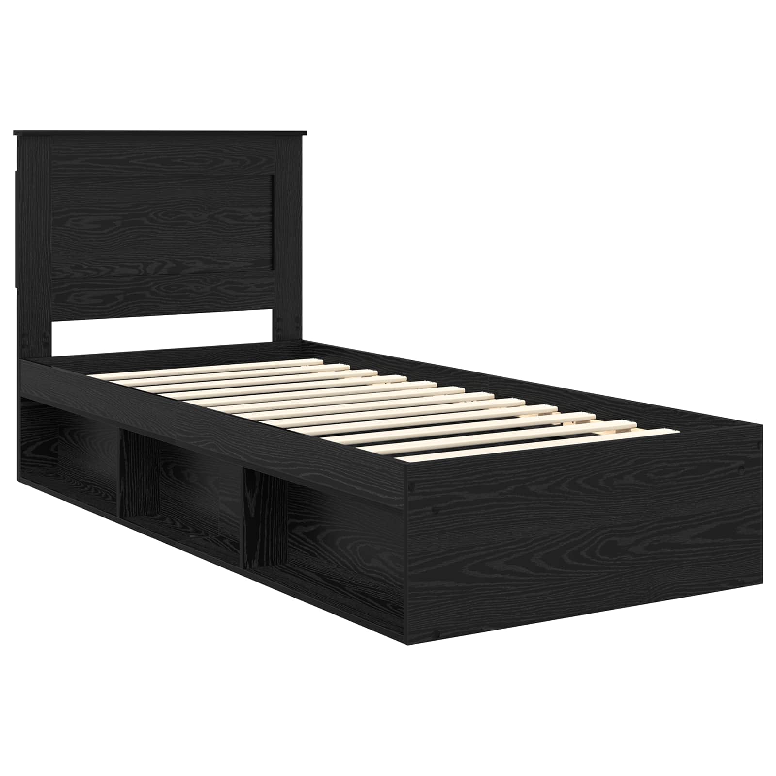 vidaXL Ramka łóżka Z zagłówkiem Czarny 75 x 190 cm Lite drewno sosnowe