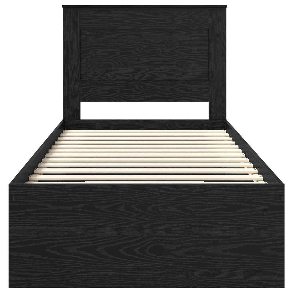 vidaXL Ramka łóżka Z zagłówkiem Czarny 75 x 190 cm Lite drewno sosnowe
