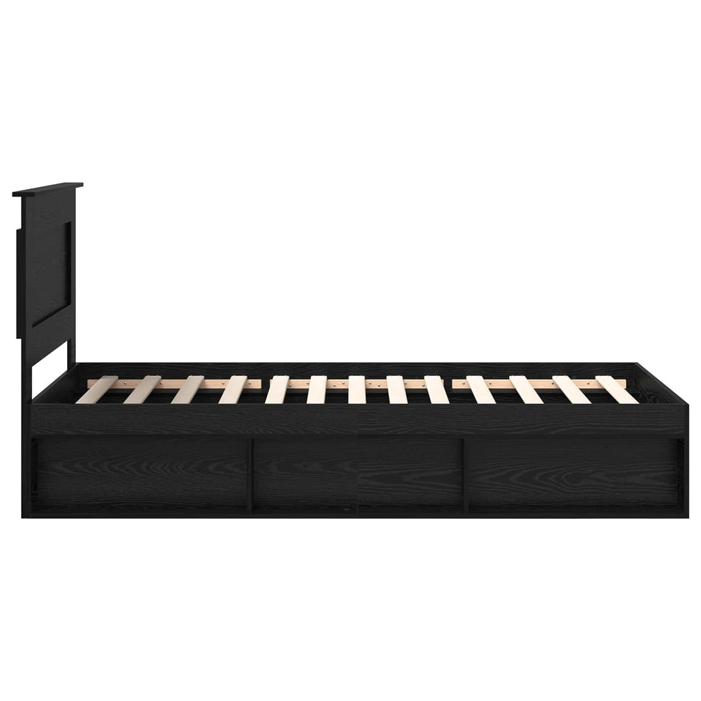 vidaXL Ramka łóżka Z zagłówkiem Czarny 75 x 190 cm Lite drewno sosnowe