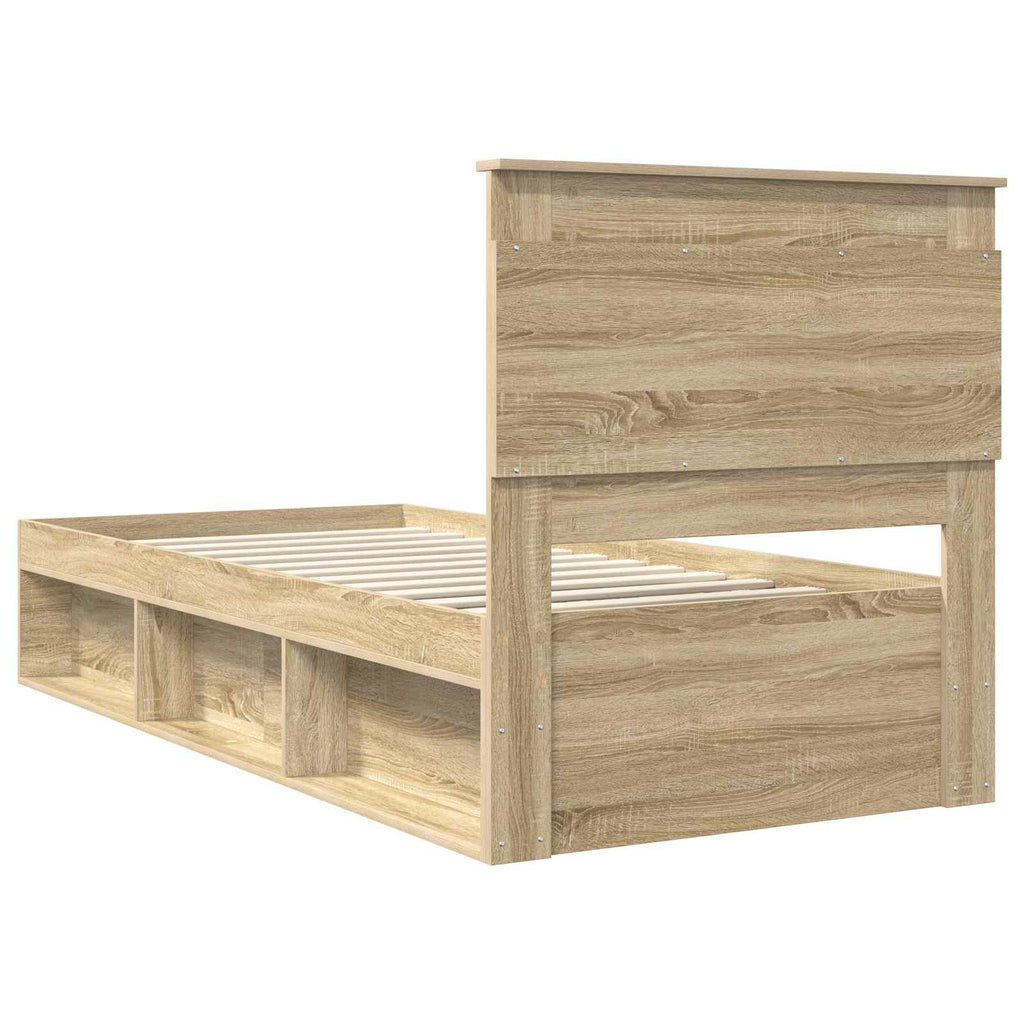 vidaXL Ramka łóżka Dąb Sonoma 75 x 190 cm Lite drewno sosnowe