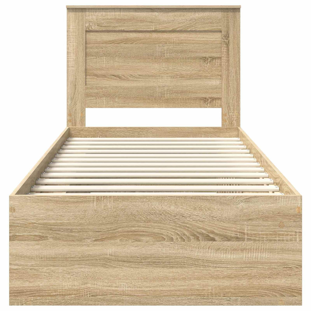 vidaXL Ramka łóżka Dąb Sonoma 75 x 190 cm Lite drewno sosnowe