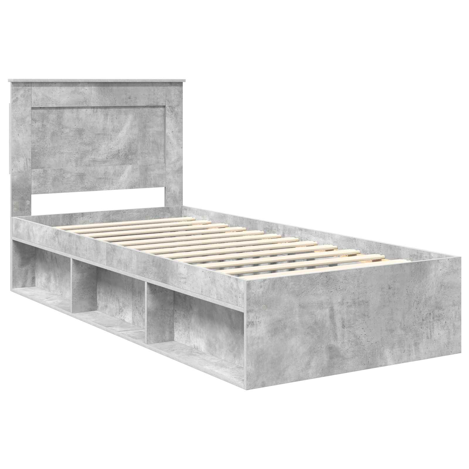 vidaXL Ramka łóżka Szary beton 75 x 190 cm Lite drewno sosnowe