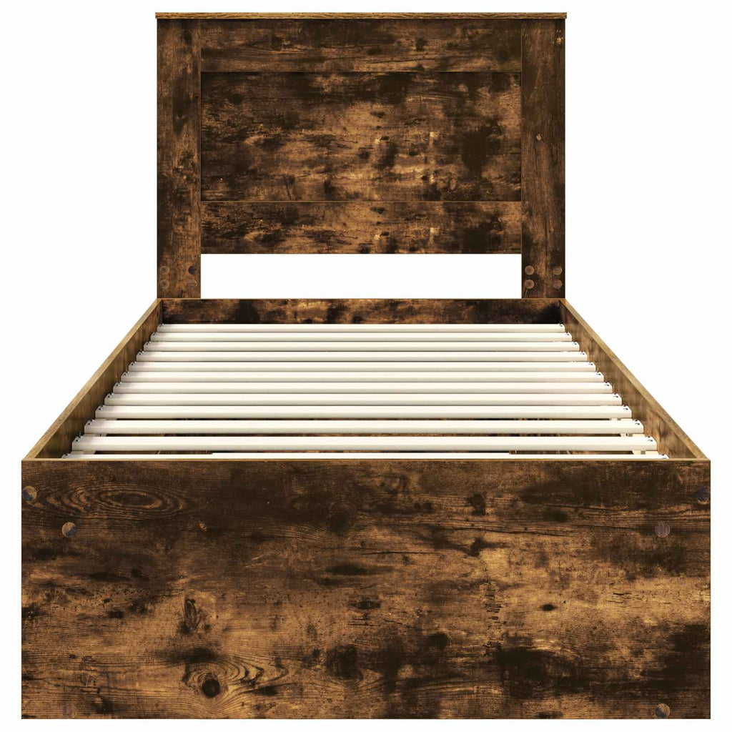 vidaXL Ramka łóżka Dąb wędzony 75 x 190 cm Lite drewno sosnowe