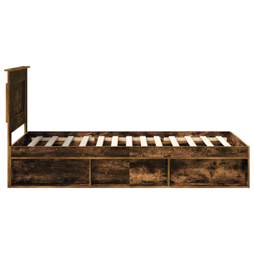vidaXL Ramka łóżka Dąb wędzony 75 x 190 cm Lite drewno sosnowe