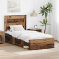 vidaXL Ramka łóżka Stare drewno 75 x 190 cm Lite drewno sosnowe