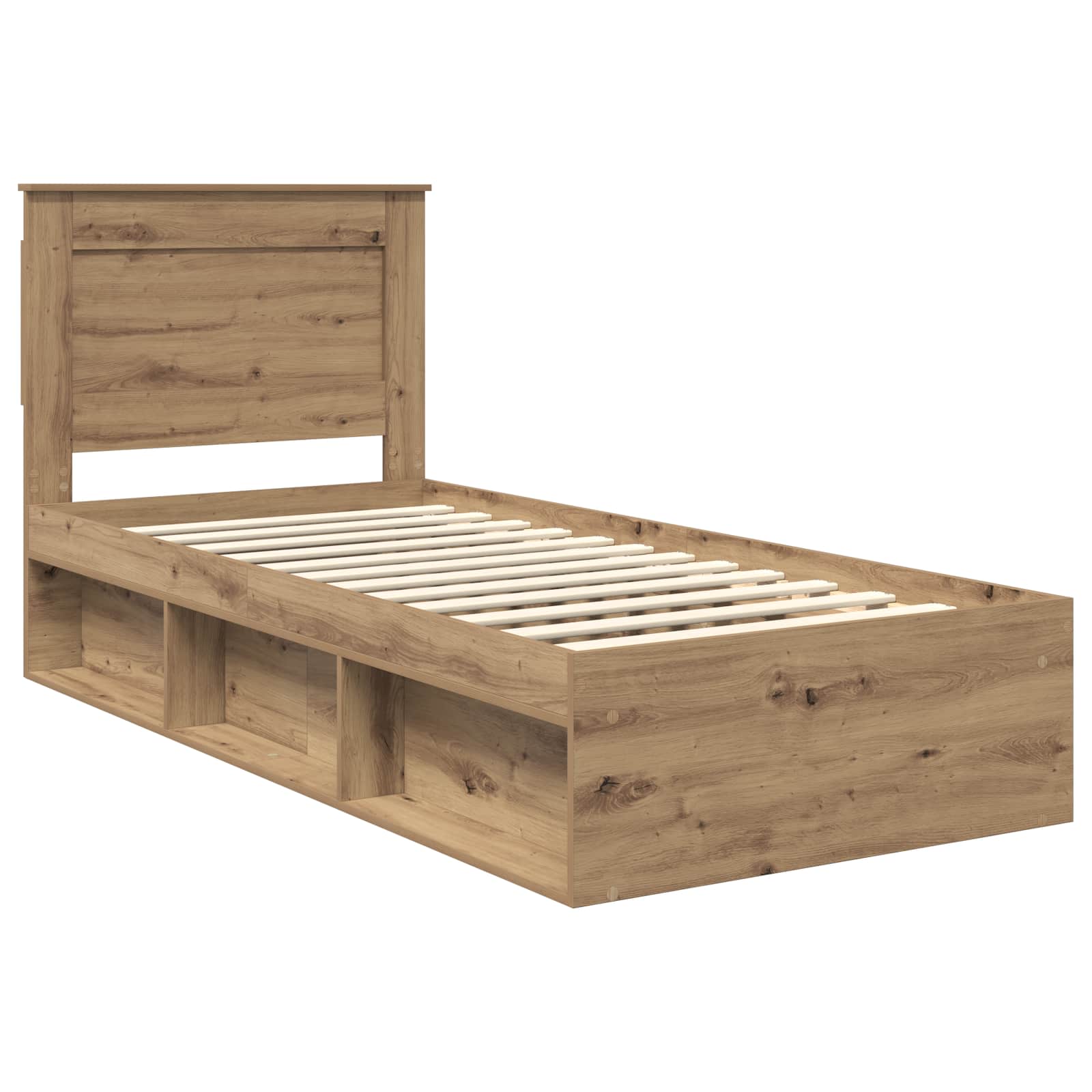 vidaXL Ramka łóżka Dąb rzemieślniczy 75 x 190 cm Lite drewno sosnowe