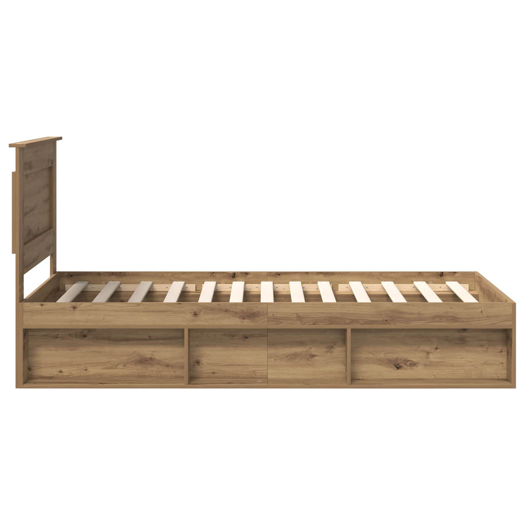vidaXL Ramka łóżka Dąb rzemieślniczy 75 x 190 cm Lite drewno sosnowe